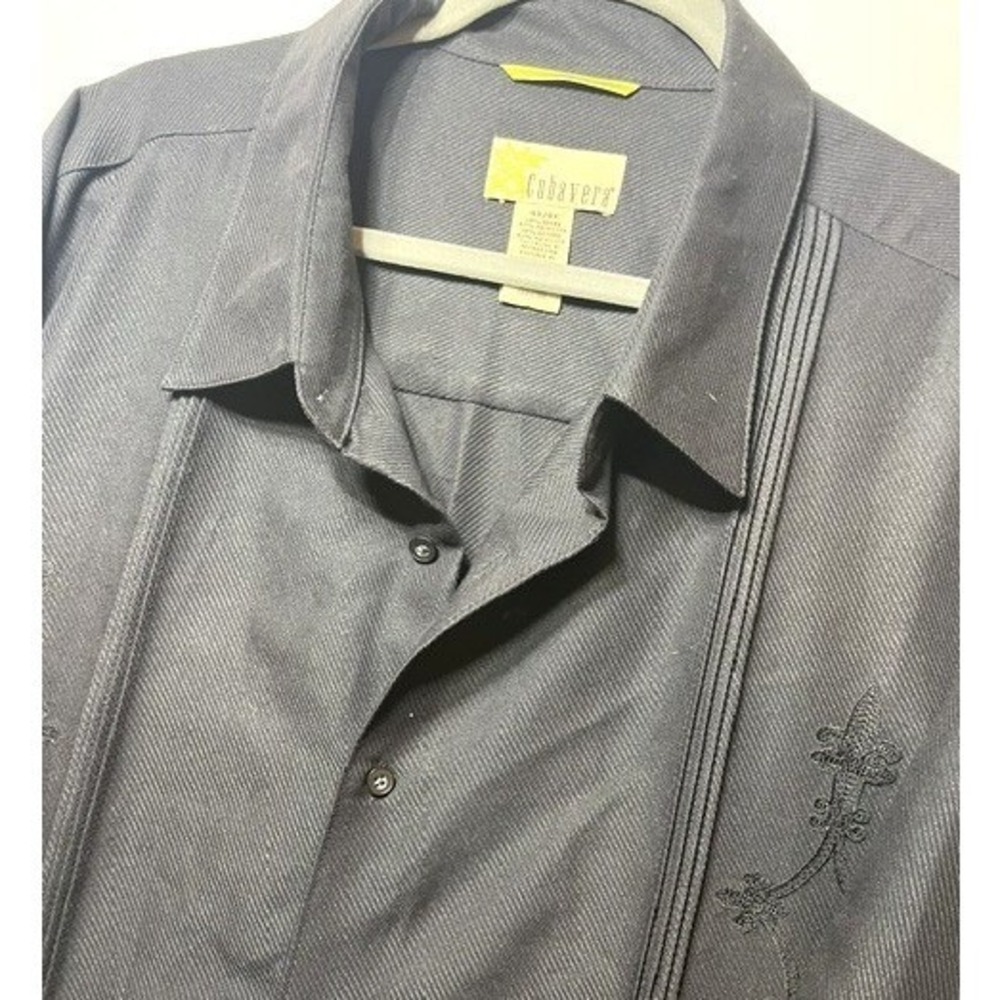 NWOT Cubavera Guayabera Men's Black Embroidered Casual Button Front Shirt Sz 4X